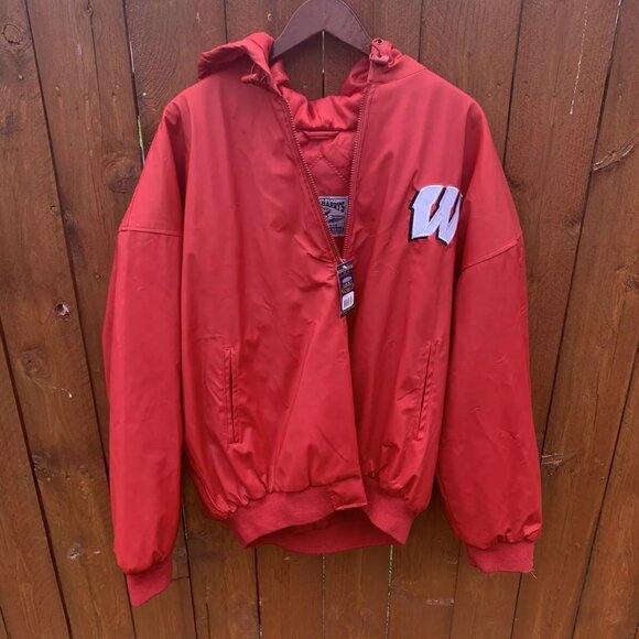 Wisconsin Badgers Steve and Barry Faux Leather Heavy Jacket, XL, Red, NEW #DT - Picture 1 of 4